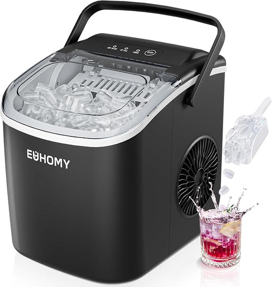 Tenha Gelo Fresco Sempre – Máquina de Gelo Compacta com Alça e Limpeza Automática