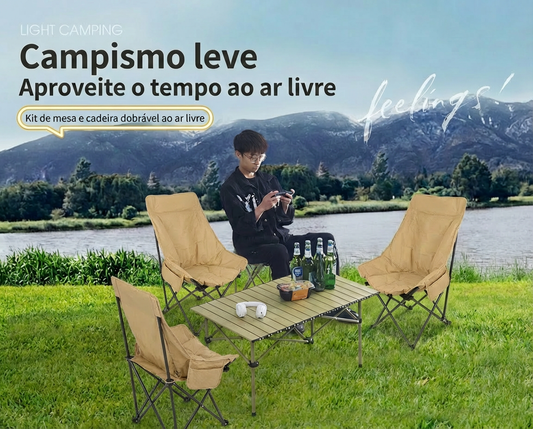 Mesa e Cadeiras Dobráveis para Camping e Uso Veicular – Conjunto Portátil