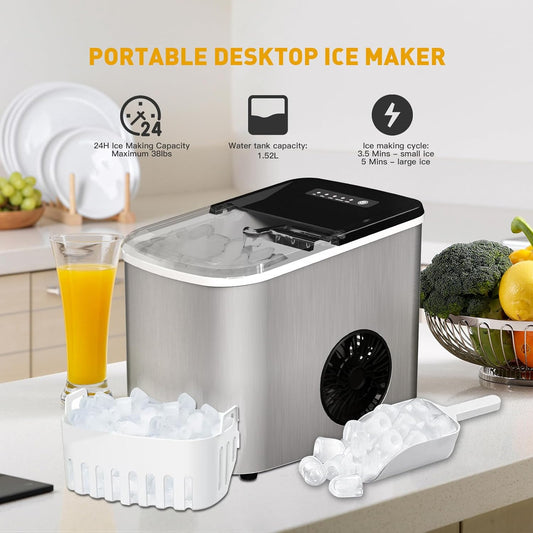 Tenha Gelo Fresco Sempre – Máquina de Gelo Compacta com Alça e Limpeza Automática