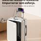 Mala ABS+PC com Abertura Lateral + USB/Type-C + Suporte Celular | Rodas 360°