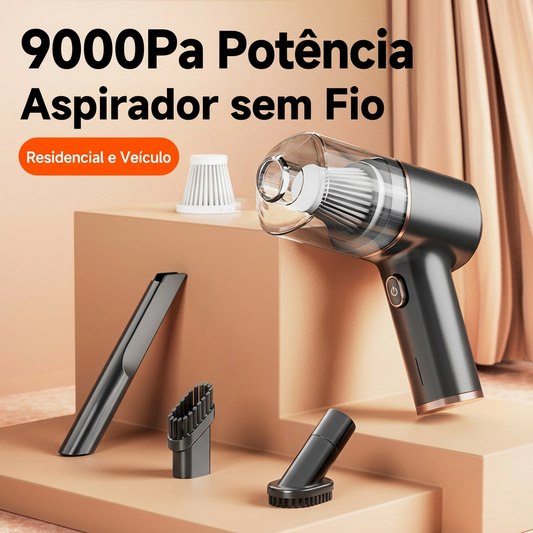 Aspirador de Pó Portátil Sem Fio 4 em 1 (Carro & Casa) — Aspira + Soprador + Vácuo