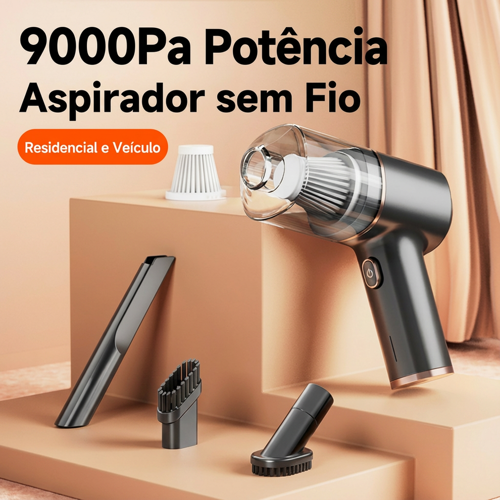 Aspirador de Pó Portátil Sem Fio 4 em 1 (Carro & Casa) — Aspira + Sopr ...
