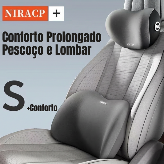 🚗 Conjunto de Travesseiro para Cabeça e Apoio Lombar para Carro